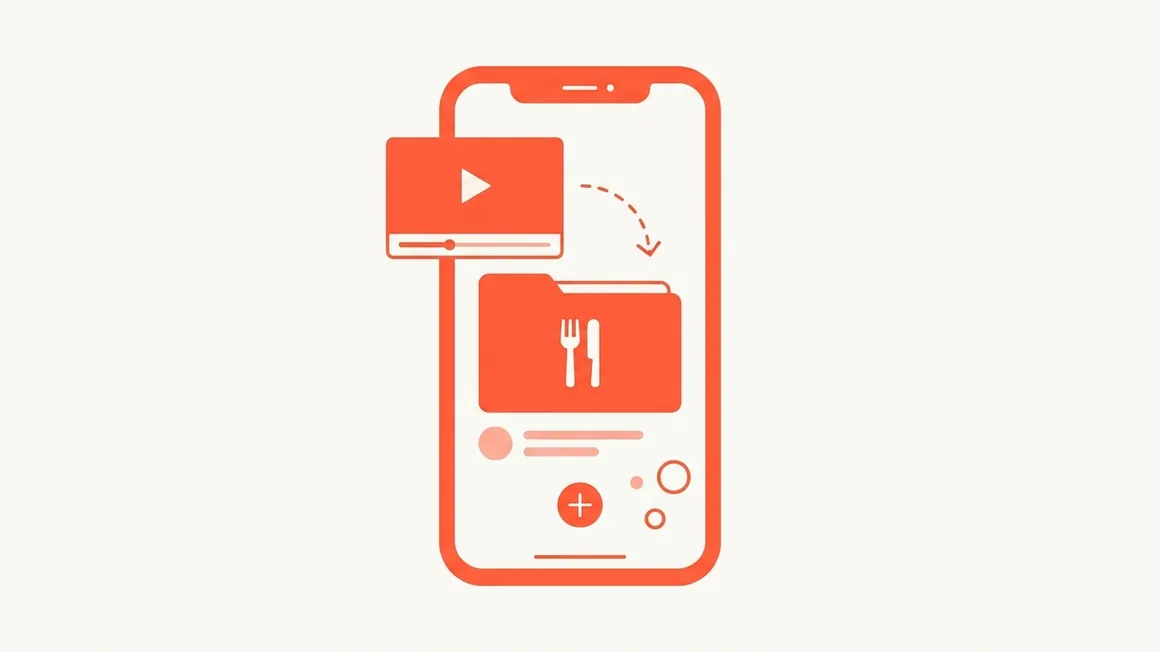 Illustrazione di uno smartphone che importa una ricetta da un video social.