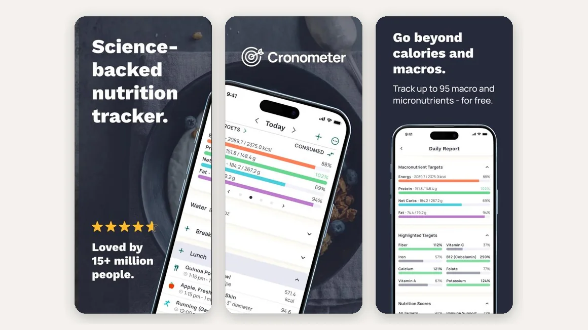Cronometer: screenshot ufficiali dell'App Store