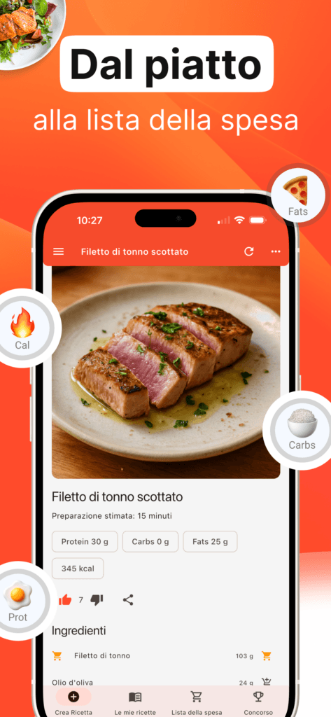 GetYourMacros - Dal piatto alla lista della spesa