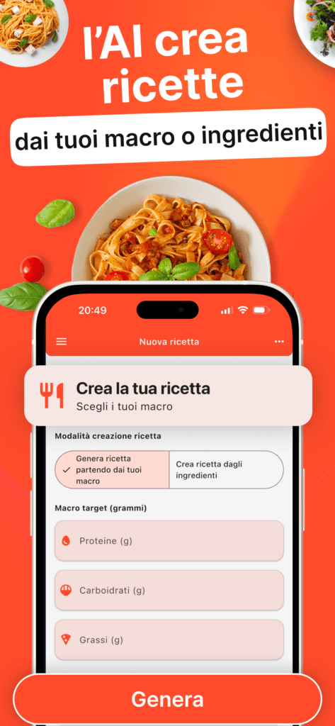 GetYourMacros - l'AI crea ricette dai tuoi Ingredienti o Macro